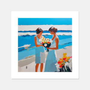 Affiche d'art plage fleurie
