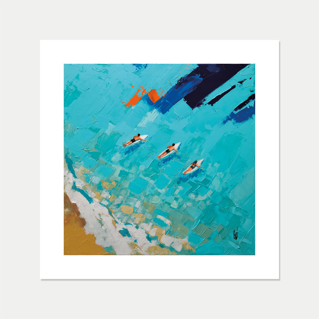 Affiche d'art rêveurs de vague bleue