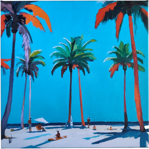 Plage aux palmiers, impression sur toile
